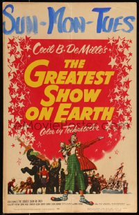 1b1561 GREATEST SHOW ON EARTH WC 1952 best image of James Stewart, Betty Hutton & Emmett Kelly!