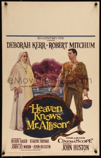 1b1570 HEAVEN KNOWS MR. ALLISON WC 1957 John Huston, soldier Robert Mitchum with nun Deborah Kerr!