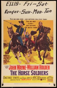 1b1578 HORSE SOLDIERS WC 1959 art of U.S. Cavalrymen John Wayne & William Holden, John Ford