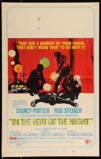 1b1585 IN THE HEAT OF THE NIGHT WC 1967 Sidney Poitier, Rod Steiger, Warren Oates, cool crime art!