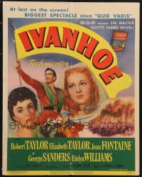 1b1592 IVANHOE WC 1952 art of pretty Elizabeth Taylor, Robert Taylor & Joan Fontaine, MGM epic!