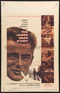 1b1593 JAMES DEAN STORY WC 1957 cool close up smoking artwork, was he a Rebel or a Giant?