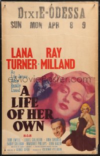 1b1611 LIFE OF HER OWN WC 1950 close up art of sexy Lana Turner + photo of Ray Milland, very rare!