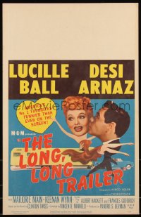 1b1619 LONG, LONG TRAILER WC 1954 wacky big head artwork of Desi Arnaz kissing Lucy Ball!