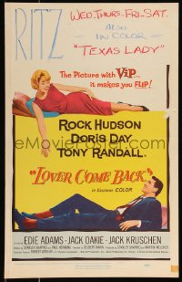 1b1623 LOVER COME BACK WC 1961 great different image of Doris Day looking down at Rock Hudson!