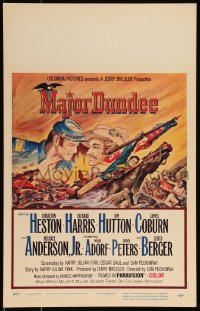 1b1625 MAJOR DUNDEE WC 1965 Sam Peckinpah, Charlton Heston, Rehberger Civil War battle art, rare!