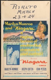 1b1643 NIAGARA WC 1953 classic art of giant sexy Marilyn Monroe on famous waterfall + added image!