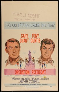 1b1654 OPERATION PETTICOAT WC 1959 great artwork of Cary Grant & Tony Curtis on pink submarine!