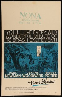 1b1658 PARIS BLUES WC 1961 Paul Newman, Joanne Woodward, Sidney Poitier, Louis Armstrong, very rare!