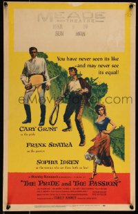 1b1668 PRIDE & THE PASSION WC 1957 art of Cary Grant, Frank Sinatra w/whip & sexy Sophia Loren!