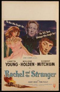 1b1670 RACHEL & THE STRANGER WC 1948 William Holden & Robert Mitchum fight over Loretta Young!