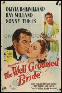 1b1438 WELL GROOMED BRIDE 1sh 1946 art of Olivia de Havilland & Ray Milland close up!