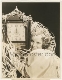 1b0654 FLORINE MCKINNEY deluxe 10x13 still 1933 by clock waiting for midnight on New Year's Eve!