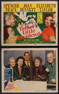 1b2102 FATHER'S LITTLE DIVIDEND 8 LCs 1951 Elizabeth Taylor, Spencer Tracy & Joan Bennett!