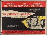 1c0585 GOODBYE AGAIN British quad 1961 art of Ingrid Bergman between Yves Montand & Anthony Perkins!