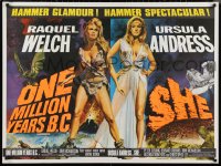 1c0603 ONE MILLION YEARS B.C./SHE British quad 1960s Raquel Welch & Ursula Andress, Chantrell art!