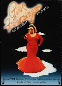 1c0139 PINK FLAMINGOS 24x34 English commercial poster 1996 Divine, Waters' exercise in poor taste!