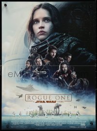 1c0545 ROGUE ONE French 16x22 2016 A Star Wars Story, Felicity Jones, cast montage, Death Star!