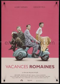 1c0546 ROMAN HOLIDAY French 17x23 R2013 Audrey Hepburn & Gregory Peck, Albert riding on Vespa!