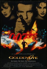 1c1146 GOLDENEYE DS 1sh 1995 cast image of Pierce Brosnan as Bond, Isabella Scorupco, Famke Janssen!