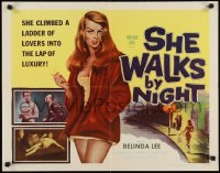 1c0956 SHE WALKS BY NIGHT 1/2sh 1960 German prostitution, sexy art of bad girl Belinda Lee!