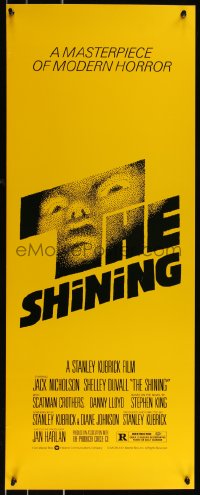 1c0990 SHINING insert 1980 Stephen King & Stanley Kubrick, crazy Jack Nicholson, Saul Bass art!