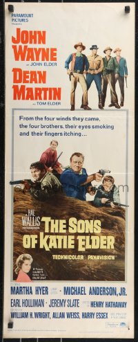 1c0992 SONS OF KATIE ELDER insert 1965 Martha Hyer, great line up of John Wayne, Dean Martin!