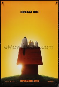 1c1331 PEANUTS MOVIE teaser DS 1sh 2015 image of Snoopy and Woodstock on doghouse!