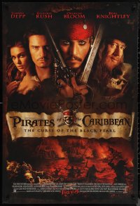 1c1335 PIRATES OF THE CARIBBEAN advance DS 1sh 2003 Geoffrey Rush, Knightley, Johnny Depp & cast!