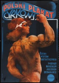 1c0745 POLSKI PLAKAT CYRKOWY exhibition Polish 26x37 1977 muscled woman by Waldemar Swierzy!