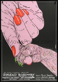 1c0749 ROSEMARY'S BABY Polish 27x38 1984 Roman Polanski, different art of hands by Andrzej Pagowski!