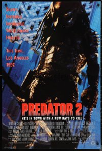 1c1340 PREDATOR 2 int'l DS 1sh 1990 great full-length image of alien hunter in L.A.!