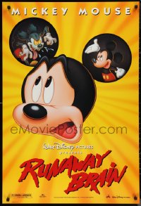 1c1376 RUNAWAY BRAIN DS 1sh 1995 Disney, great huge Mickey Mouse Jekyll & Hyde cartoon image!