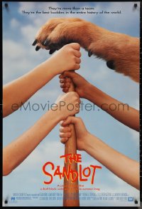 1c1381 SANDLOT 1sh 1993 best buddies playing baseball, great image of hands and a paw on bat!