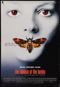 1c1398 SILENCE OF THE LAMBS style D DS 1sh 1991 creepy image of Jodie Foster with moth over mouth!