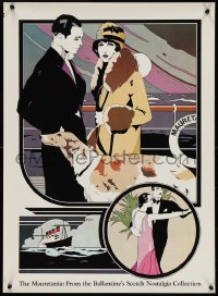 1c0186 BALLANTINE'S 21x28 special poster 1970s Patrick Nagel art of the Mauretania!