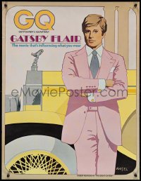 1c0203 GREAT GATSBY 22x28 special poster 1974 Amsel art of Redford & Rolls Royce, GQ Magazine!