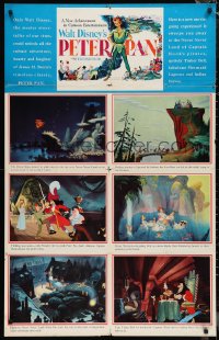 1c0224 PETER PAN 28x44 special poster 1953 Disney cartoon classic, art of Captain Hook & pirates on ship!