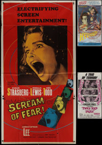 1d0815 LOT OF 7 FOLDED HORROR THREE-SHEETS 1950s-1960s great images from a variety of movies!