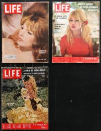 1d0629 LOT OF 3 LIFE MAGAZINES WITH BRIGITTE BARDOT COVERS 1950s-1960s great images & articles!