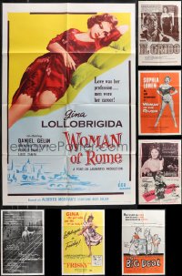 1d0383 LOT OF 7 FOLDED 1950S-60S ONE-SHEETS FROM ITALIAN NEO-REALIST MOVIES 1950s-1960s cool images!