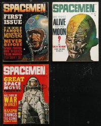 1d0625 LOT OF 3 SPACEMAN MOVIE MAGAZINES 1960s includes the very first issue, cool sci-fi content!