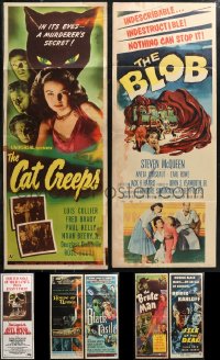 1d0904 LOT OF 7 FORMERLY FOLDED HORROR/SCI-FI INSERTS 1950s-1970s great movie images!