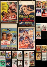 1d1011 LOT OF 35 UNFOLDED AND FORMERLY FOLDED BELGIAN POSTERS 1950s-1980s cool movie images!