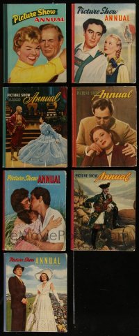 1d0581 LOT OF 7 PICTURE SHOW ANNUAL HARDCOVER MOVIE BOOKS 1949-1960 the best from those years!