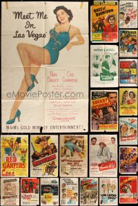 1d0207 LOT OF 73 FOLDED ONE-SHEETS 1940s-1950s great images from a variety of different movies!