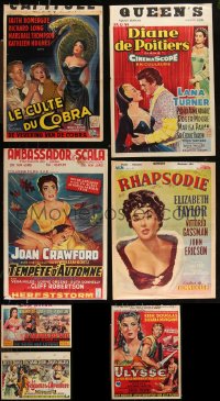 1d1018 LOT OF 7 FORMERLY FOLDED BELGIAN POSTERS 1950s great images from a variety of movies!