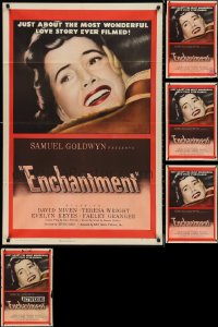 1d0376 LOT OF 7 FOLDED ENCHANTMENT ONE-SHEETS 1949 romantic c/u of David Niven & Teresa Wright!