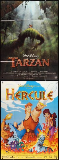 1d0124 LOT OF 3 FOLDED FRENCH ONE-PANELS FROM WALT DISNEY ANIMATION MOVIES 1990s Tarzan & more!