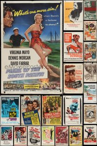 1d0205 LOT OF 75 FOLDED MOSTLY 1940S-1970S ONE-SHEETS 1940s-1970s from a variety of movies!